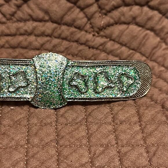 Vintage NATIVE AMERICAN NAVAJO STERLING SILVER Barette Turquoise Sparkle main image 4